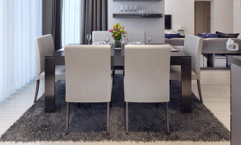 Dining set with area rug