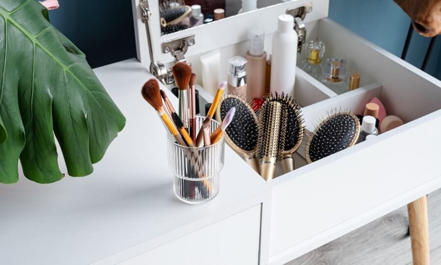 organized vanity table