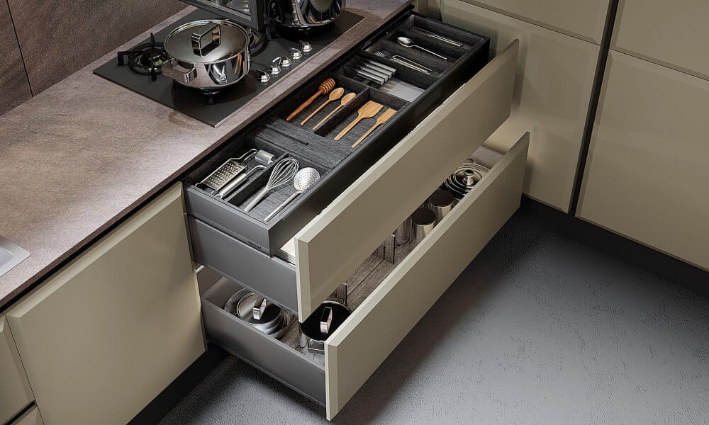 Inside an organized drawer