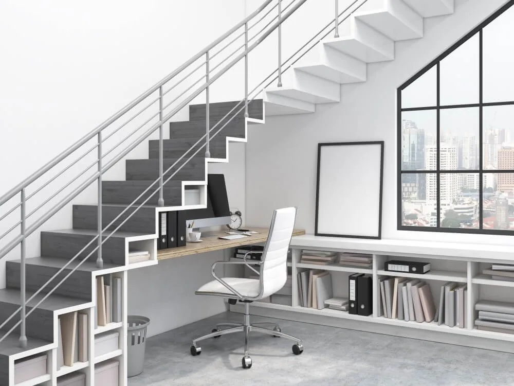 home office under the stairs