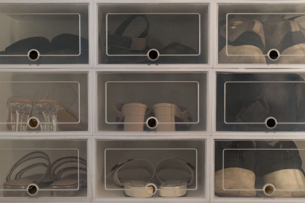 stackable show storage for small spaces