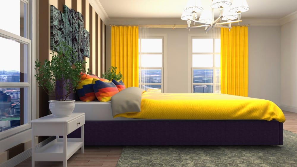 bright-themed bedroom