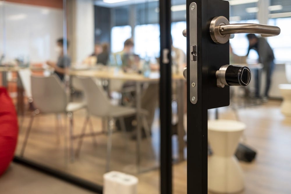 closeup door knob in office space