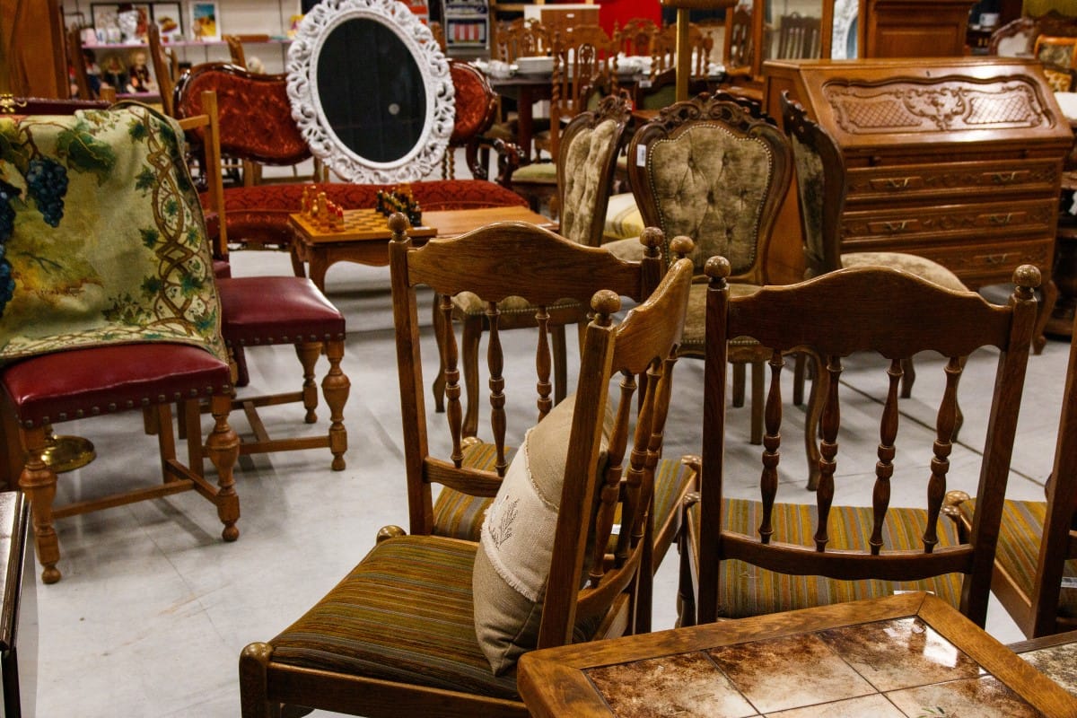 room full of second hand furniture