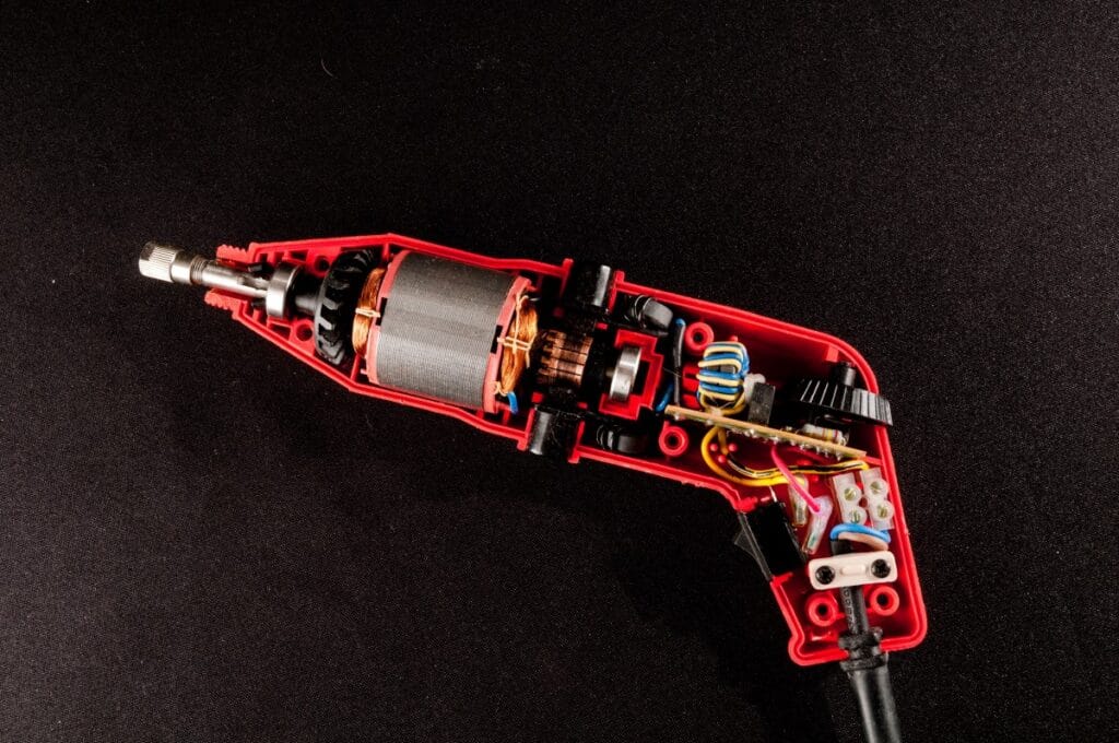 disassembled drill interior