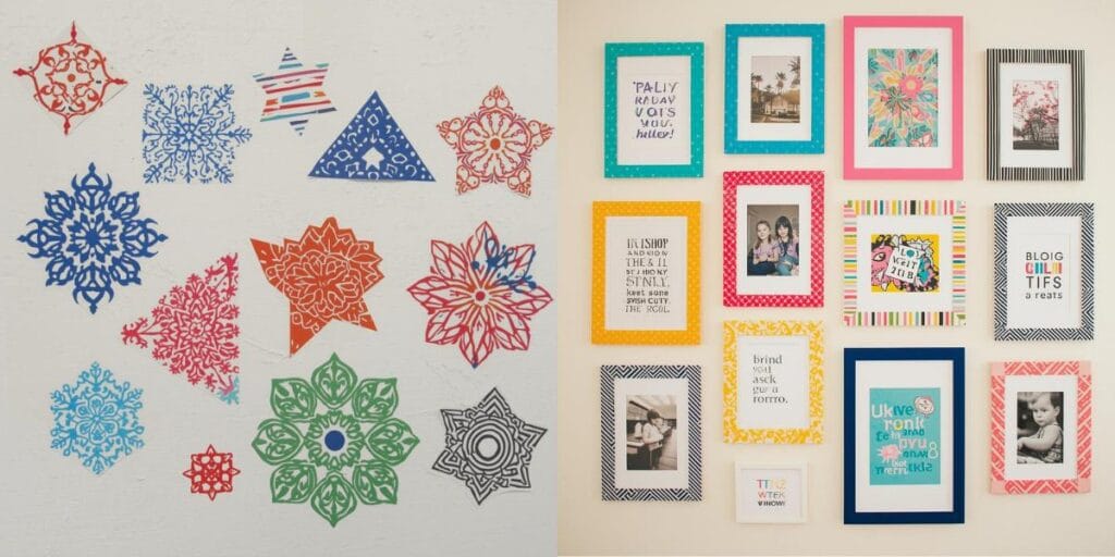 Colorful washi tape designs for hanging wall decor