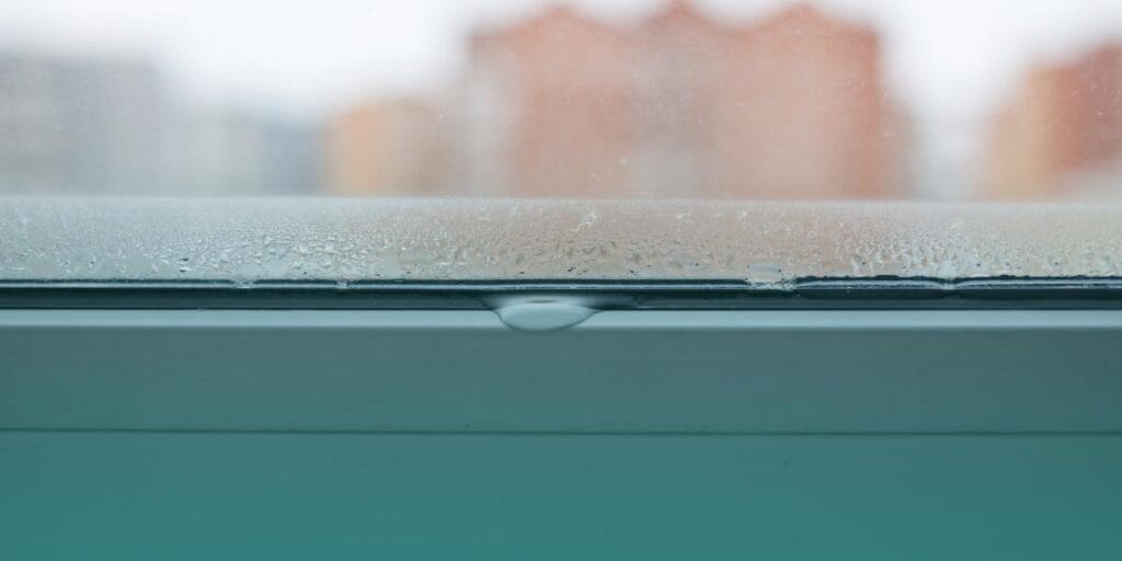 Small gap around a window frame where rainwater can seep into the house.