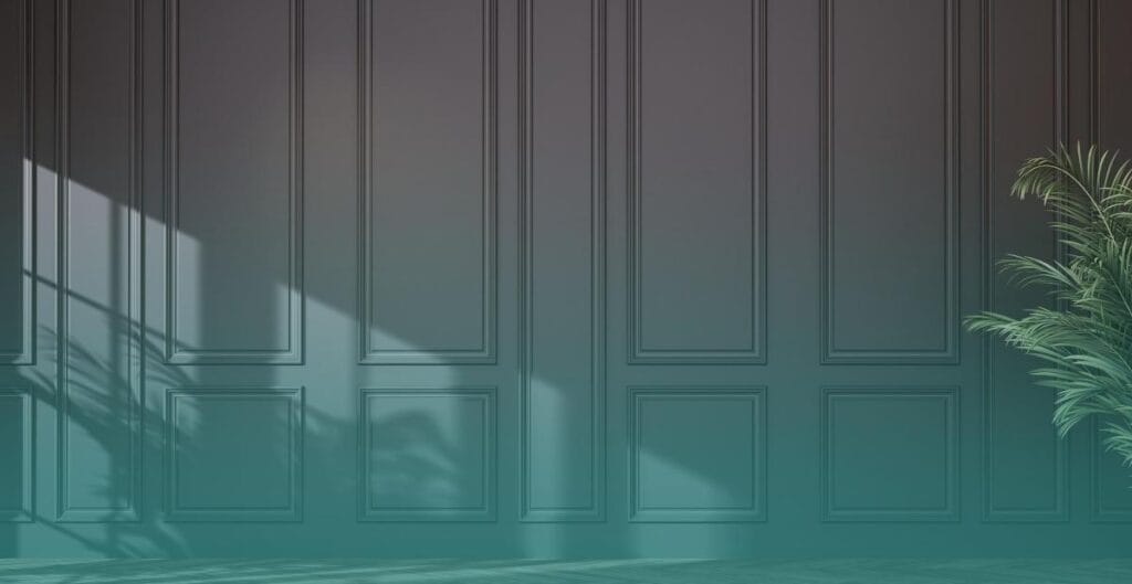 Elegant wall mouldings on a dark, moody wall, illustrating a sophisticated, renter-friendly way to add character to a room.